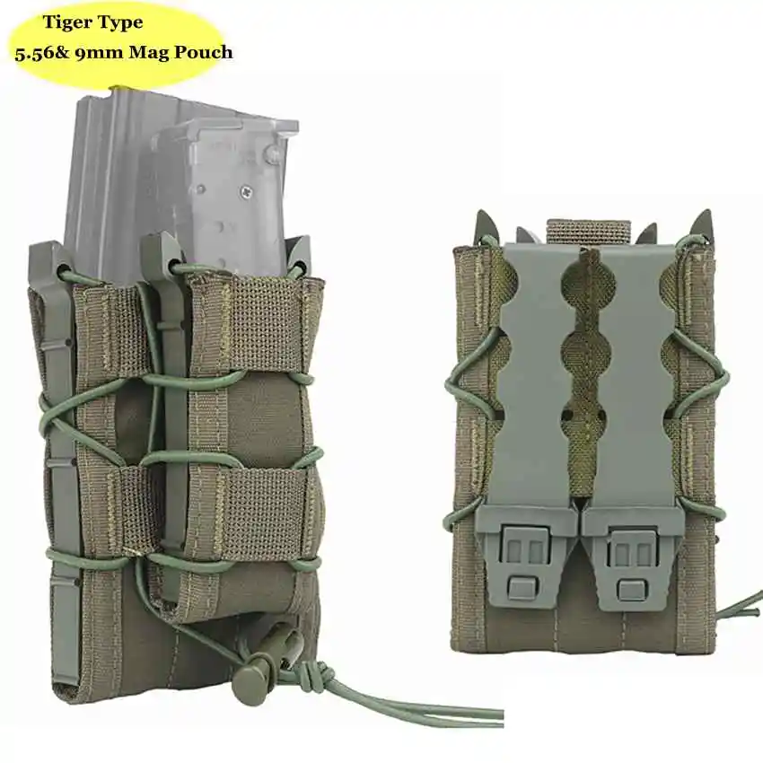 

New Tactical Molle 9mm 5.56 Double Magazine Pouch Rifle Pistol Mag Pouchs 2-Layer Holder Belt Fast Attach Carrier Magazine Set