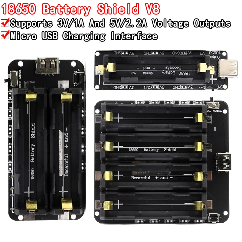 Плата расширения двухвольтной 18650 литиевой Φ V8 модуль 5 В/3 А 3 В/1 Micro USB для Arduino ESP32