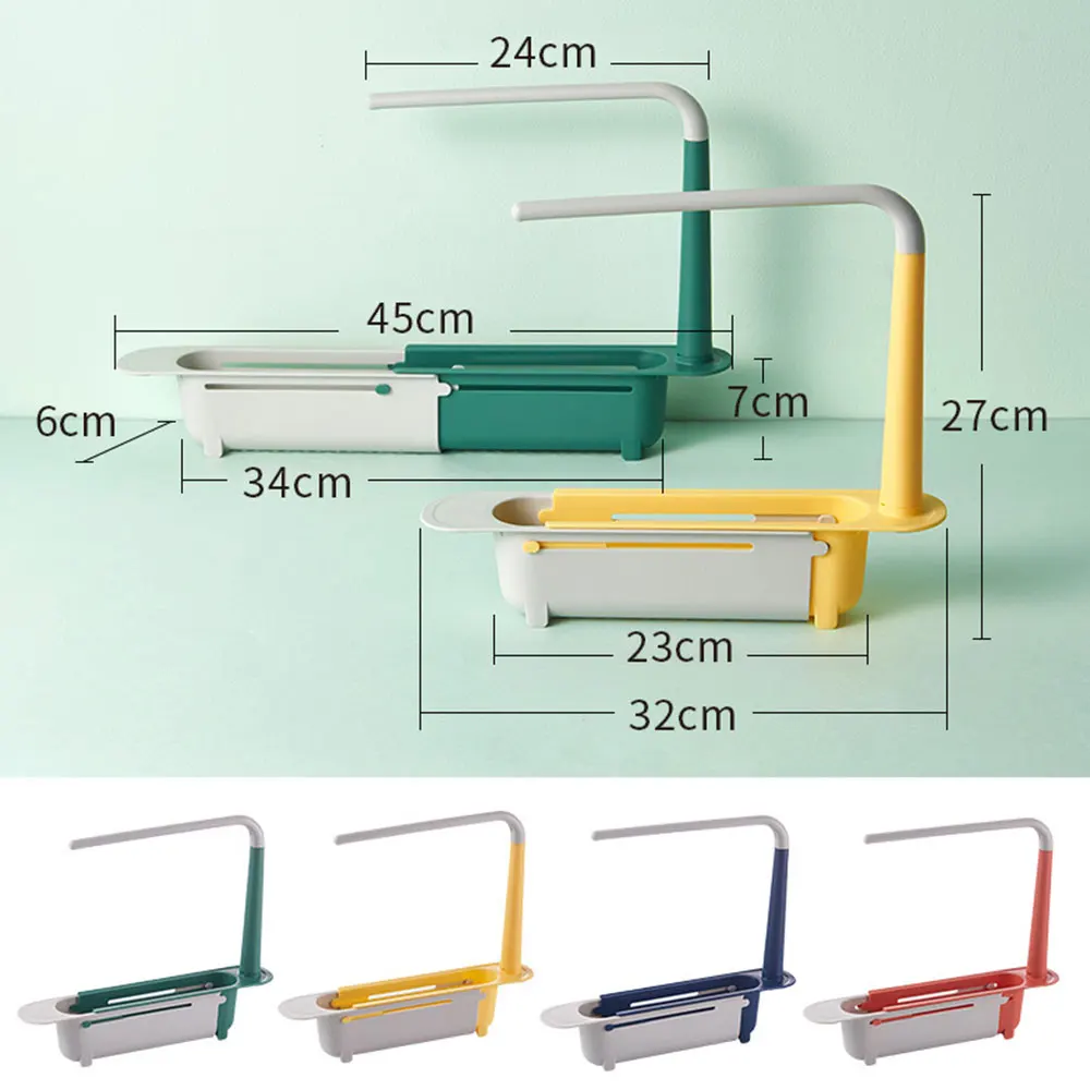 telescopic sink shelf kitchen sinks household washing tray soap sponge holder adjustable sink drain rack basket kitchen gadgets free global shipping