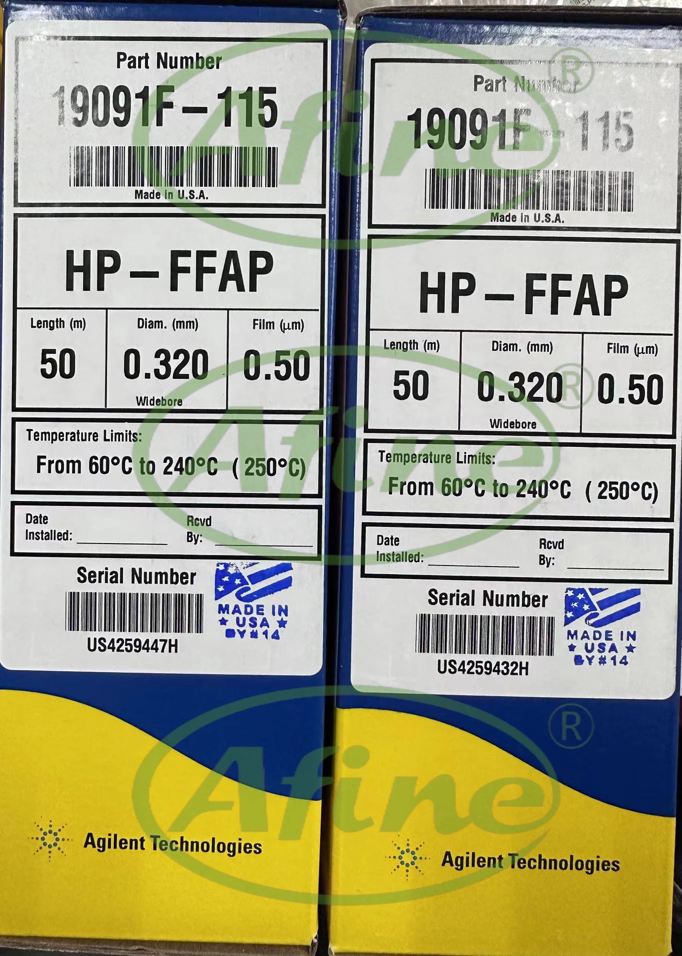 Колонки AFINE Agilent HP-FFAP 19091F-115 для газовой хроматографии J&ampW 50 м 0 32 мм мкм 7-дюймовые