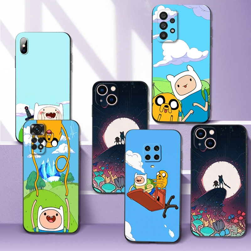 

Black tpu Case For Samsung galaxy S22 S20 S21 FE PLUS ultra+S10 E lite back cover Adventure Time Jake and Finn