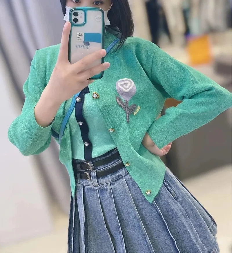 

Limiguyue Flower Embroidery Women's Knitted Cardigan Cashmere Knitwear Women Single Breasted Autumn Sweater Wool Coat U976