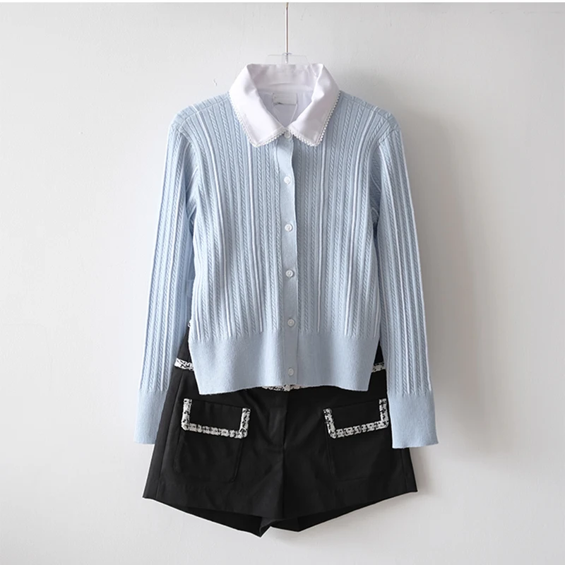 

Женский Гольф свитер с длинными рукавами Осень-зима новый дизайн с отворотами модный темпераментный Топ для гольфа Спортивный Теплый карди...