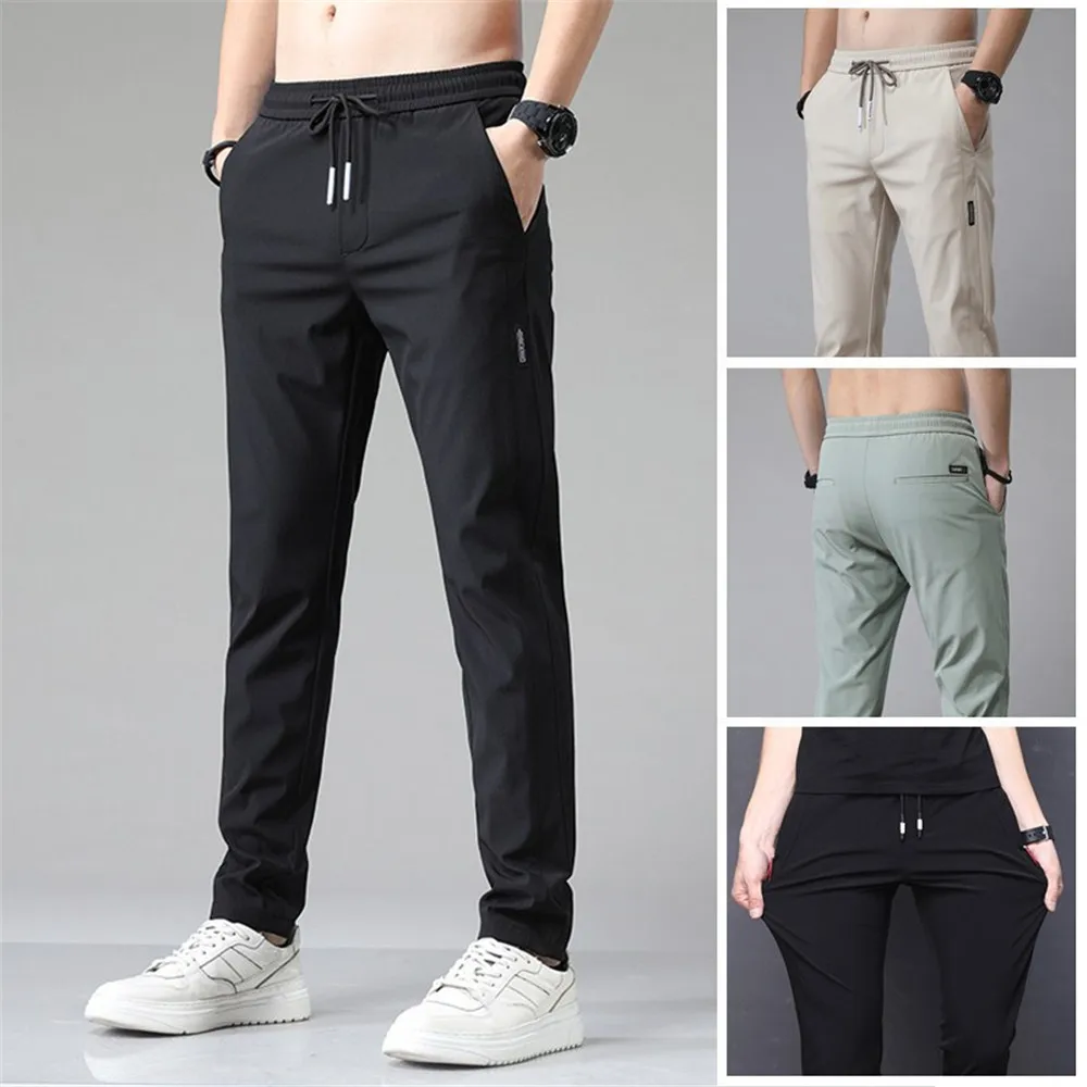 

New Men's Trousers Spring Summer Men's Casual Pants Slim Pant Fashion Pocket Applique Full Length Casual Work Pants Pantalon