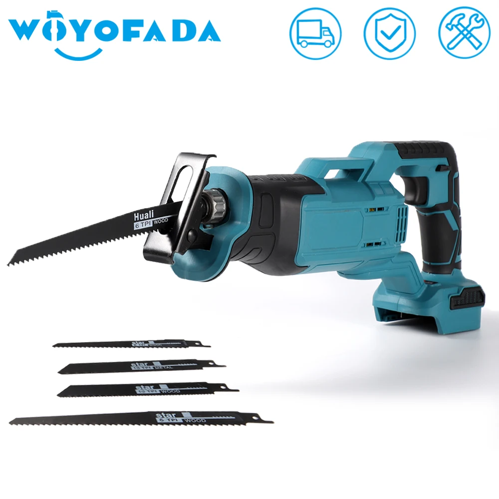 

Cutting Brushless Saw Electric Reciprocating Saw Portable Power Tools with 4pcs saw blades For Makita 18V battery (No Battery)