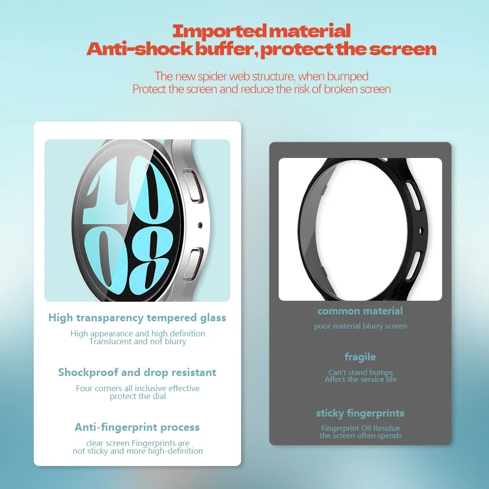 Чехол из поликарбоната для Samsung Galxy Watch 6 40 мм 44 Защитная крышка с экраном Galaxy 5 4