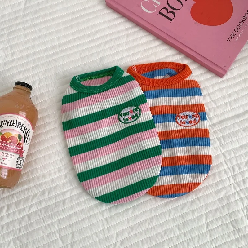 

Breathable Summer Pet Dog Vest Shirt for Small Dogs Lovely Striped Dog Clothes Pomeranian Chihuahua Tshirt Cool Yorkie Costume