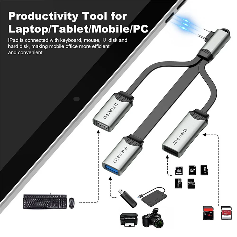 

High-speed Usb Hub Adapter Small Aluminum Alloy Usb Expansion Dock Data Transmission Type-c 4 In 1 Splitter Multifunctional