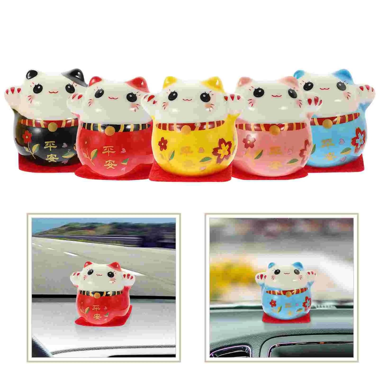 

Cat Fortune Figurine Ornament Statues Garden Mini Lucky Desktop Car Statue Ceramic Craft Miniature Cute Animals Sculpture Micro