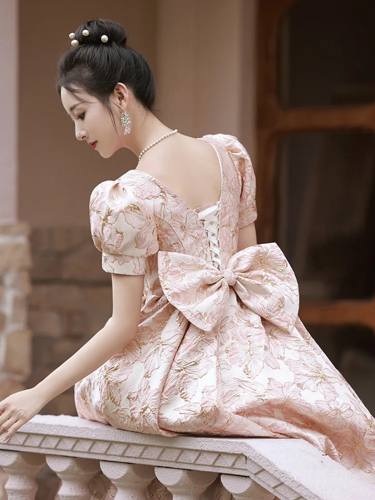 Роскошное розовое вечернее платье для женщин элегантное принцессы с цветочным