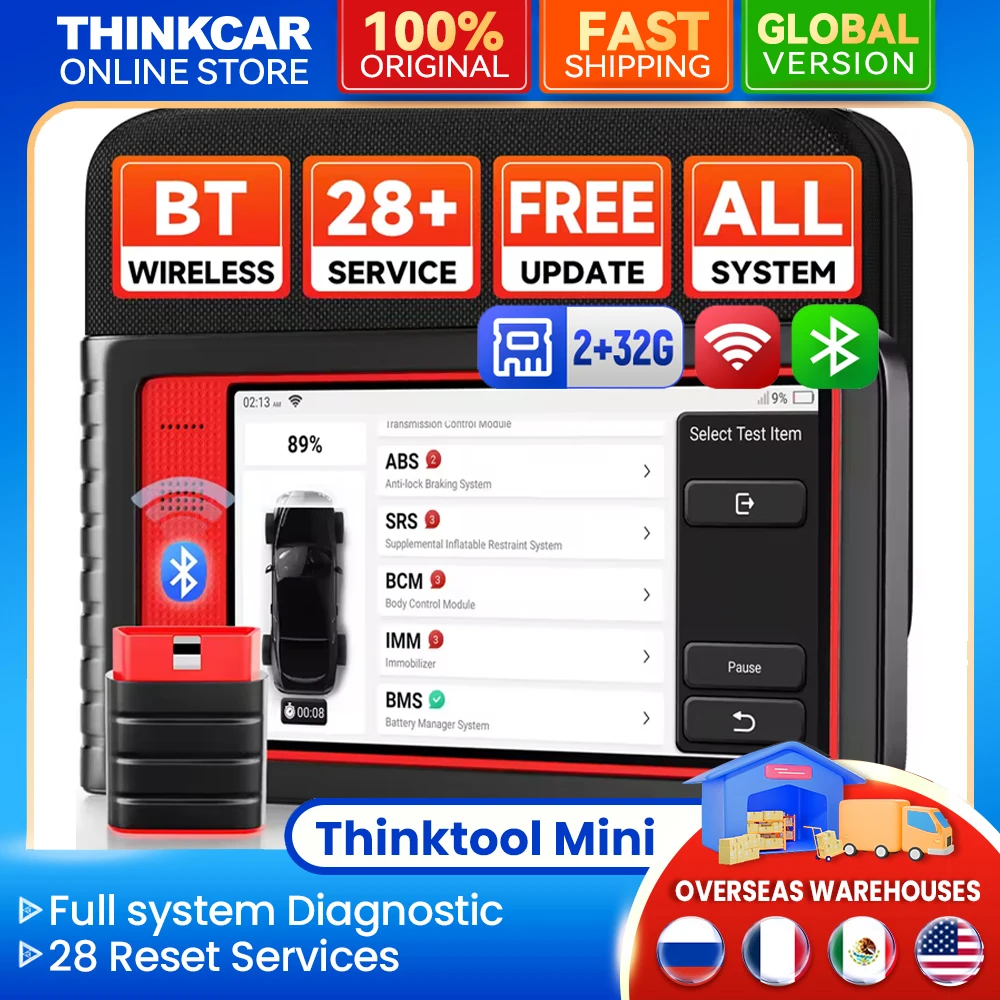 Фото Диагностический сканер THINKCAR Thinktool Mini Mini 2 OBD2 CANFD для автомобилей, инструмент для диагностики авто, кодирование ЭБУ, 28 функций сброса №1