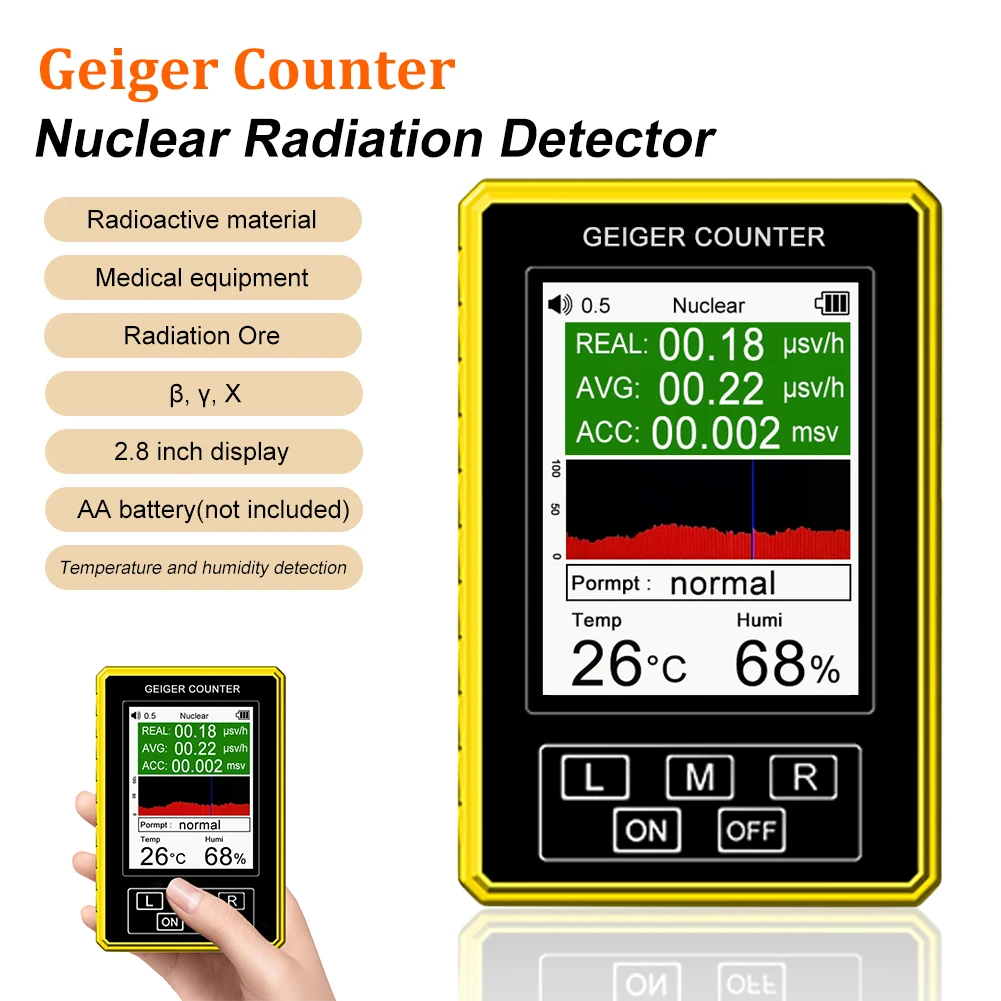 

Multifunctional Nuclear Radiation Detector Geiger Counter Humidity Temperature Detector Geigerteller Kleur Scherm Dosimeter