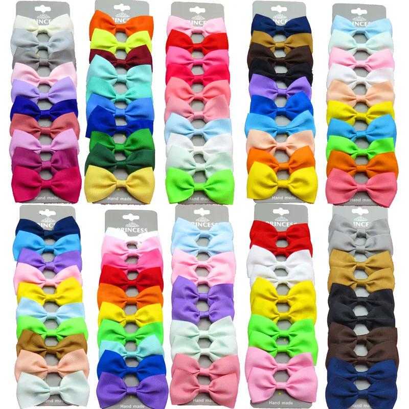 

10 шт./компл. Новые однотонные Ленточные заколки для волос с бантом для маленьких девочек ручная работа милые банты аксессуары для волос для ...