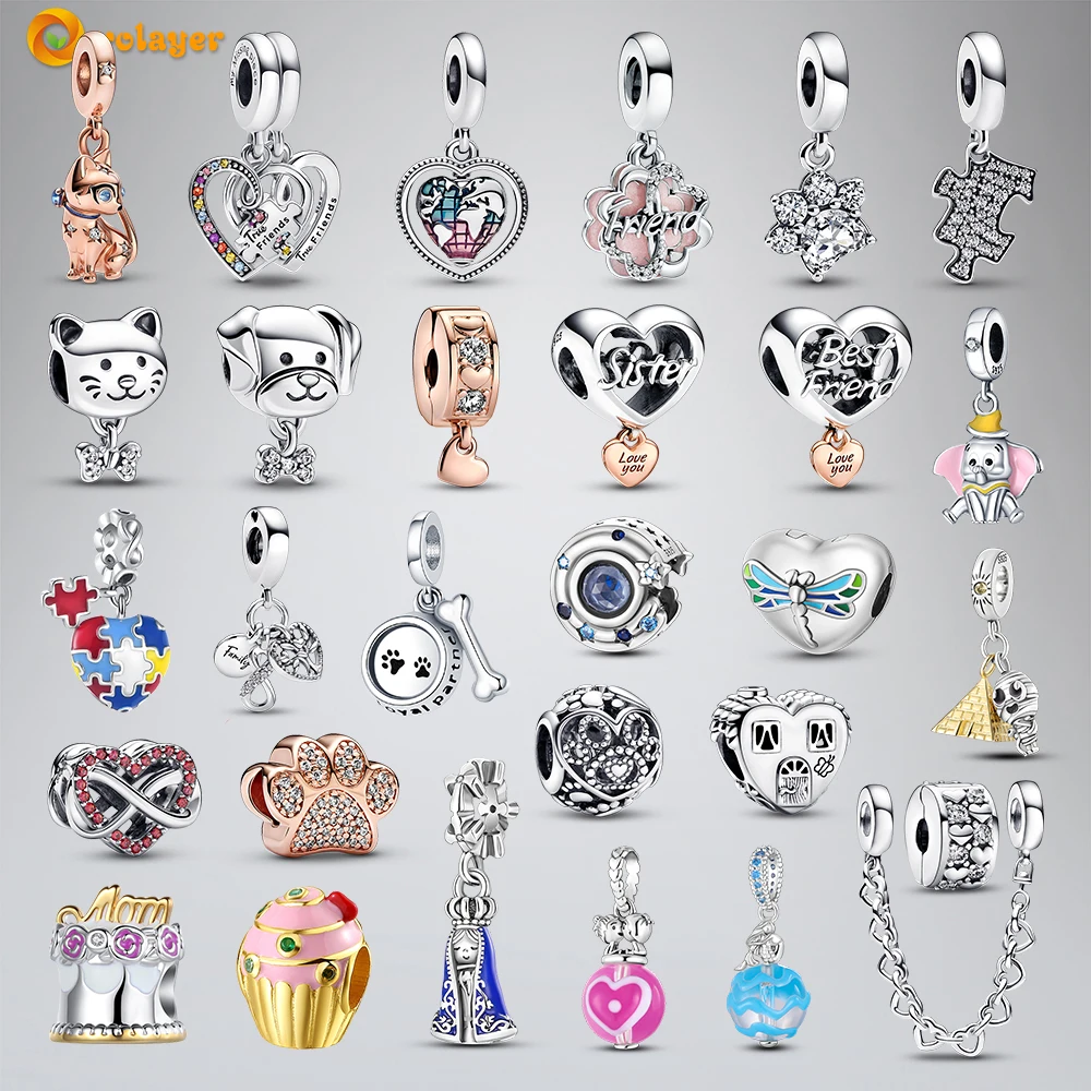 

Volayer 925 Sterling Silver Family Infinity Pet Paw Print Hearts Clip Friendship Dangle Charm fit Original Pandora Bracelets