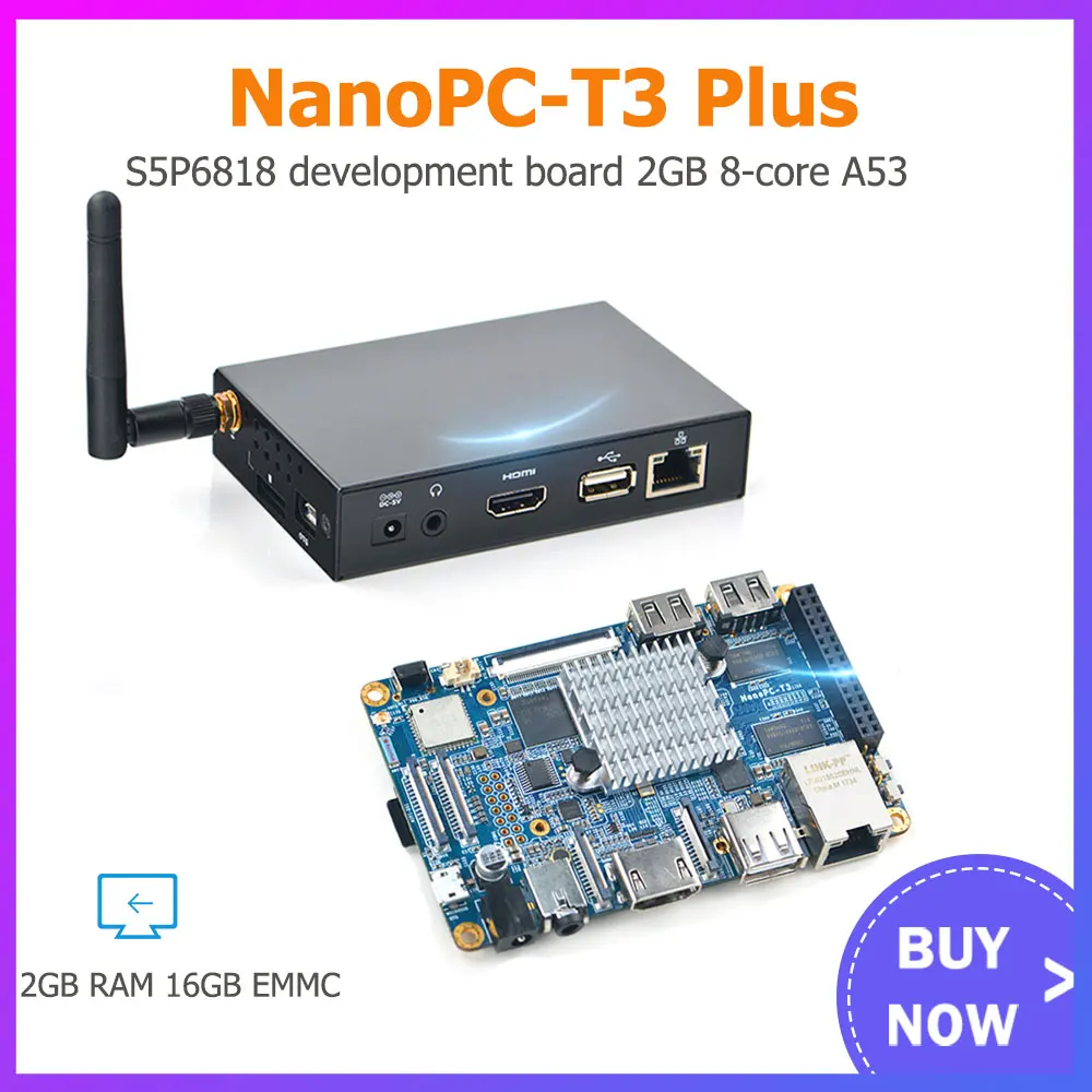NanoPC T3 Plus макетная плата S5P6818 стандарта 1,4 ГГц + 2 Гб ОЗУ 16 Гб eMMC с металлической стандартной поддержкой Android/Debian