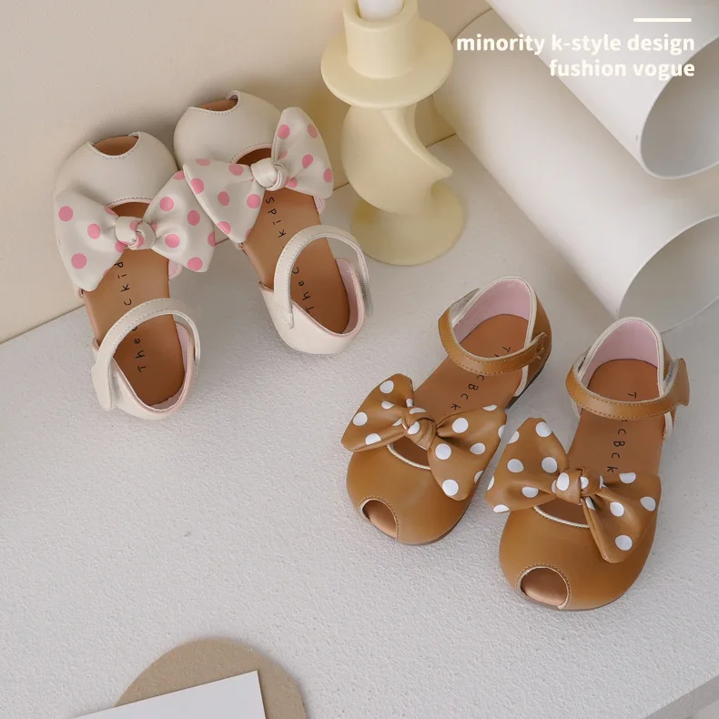 

Ins/летние сандалии для девочек; Новое поступление; Кожаные туфли принцессы с милым бантом; Детская пляжная обувь