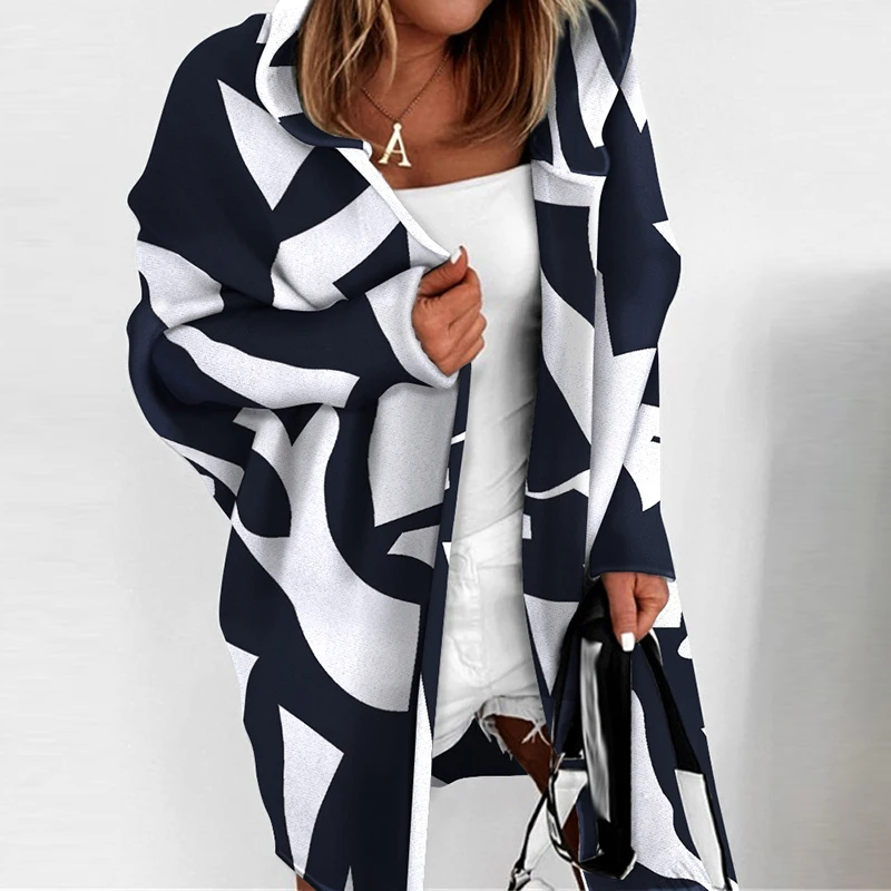 Женский свободный кардиган с капюшоном Повседневный Кардиган длинным рукавом и