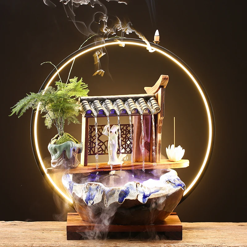 

New Chinese Creative Office Desk Surface Panel Make a Fortune as Endless as Flowing Water Loop Humidifier Decoration Living Room