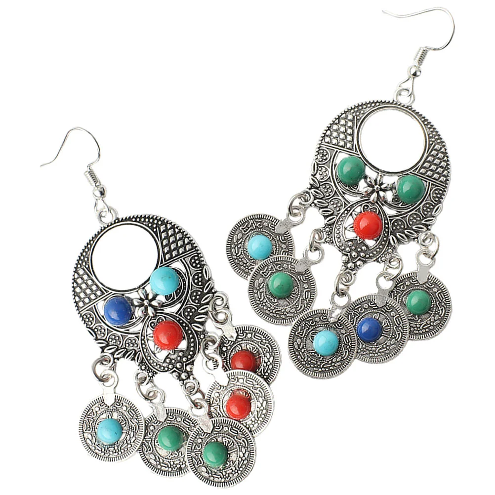 

Bohemian Necklace Ethnic Earrings Statement Pendants Necklaces Novelty Dangle Alloy Womens Fashion Woman Retro