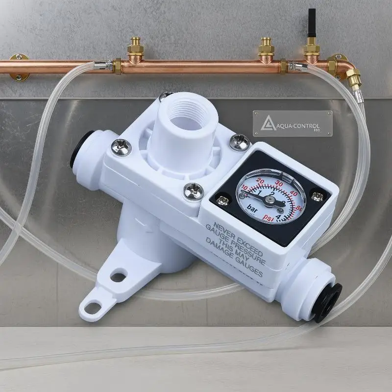 Фото Регулятор давления Duotight Inline 6.35/8 мм с интегрированным манометром 60 фунтов на кв. дюйм для домашнего пивоварения №5