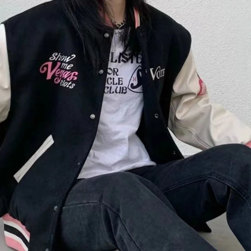 Модная бейсбольная куртка в стиле ретро С Вышивкой Букв женские осенние куртки