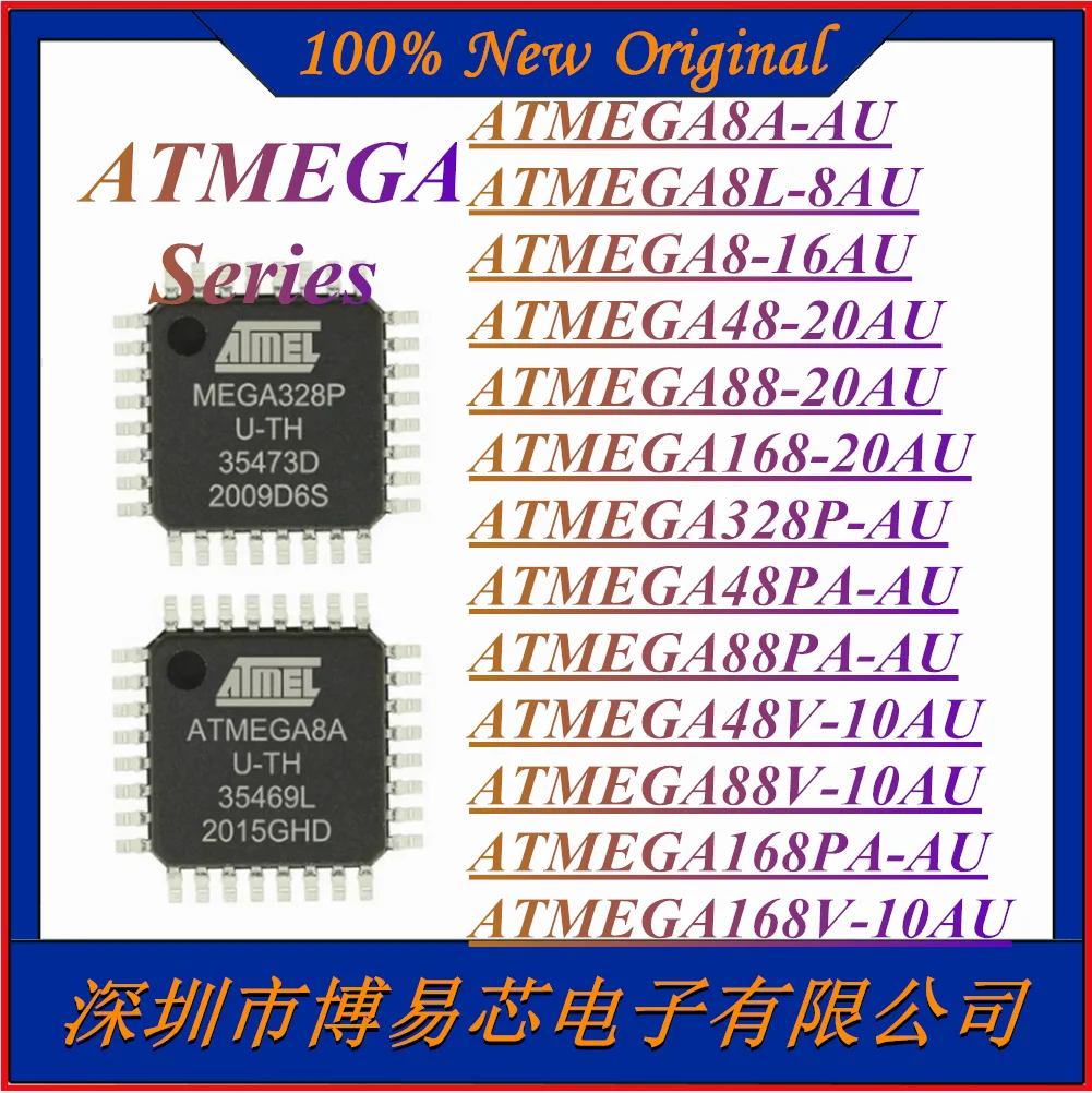 ATMEGA8A-AU 8L-8AU 8-16AU 48-20AU 88-20AU 168-20AU 328P-AU 48PA-AU 48V-10AU 88V-10AU 168PA-AU 168V-10AU MCU Chip