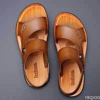 2022 new summer men sandals holiday outdoor leather beach sandals flat non slip soft casual male footwear travel slippers