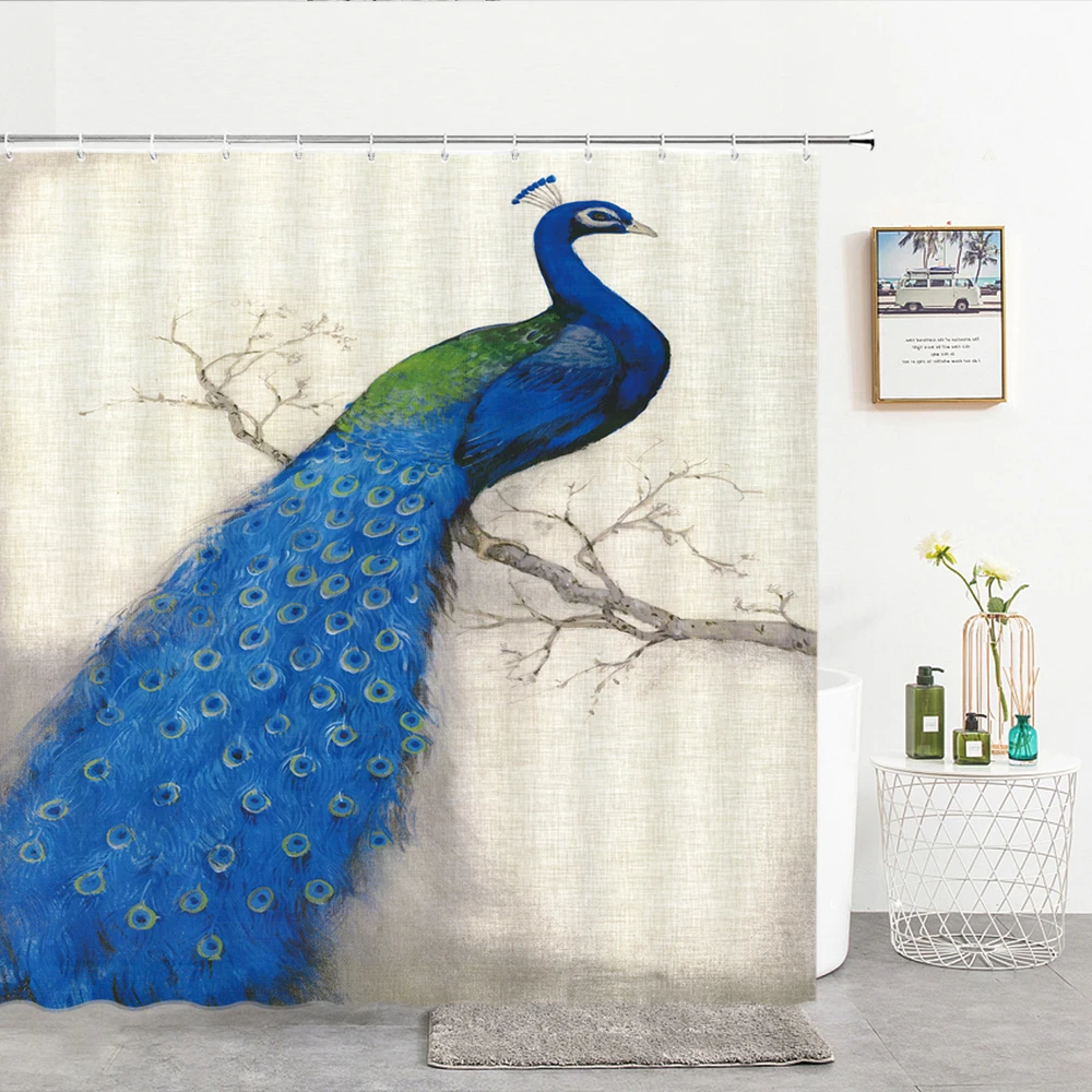 

Wind Flower Bird Scene Landscape Painting Print Shower Curtain Bathroom Accessories Bathroom Waterproof Curtain Cortina
