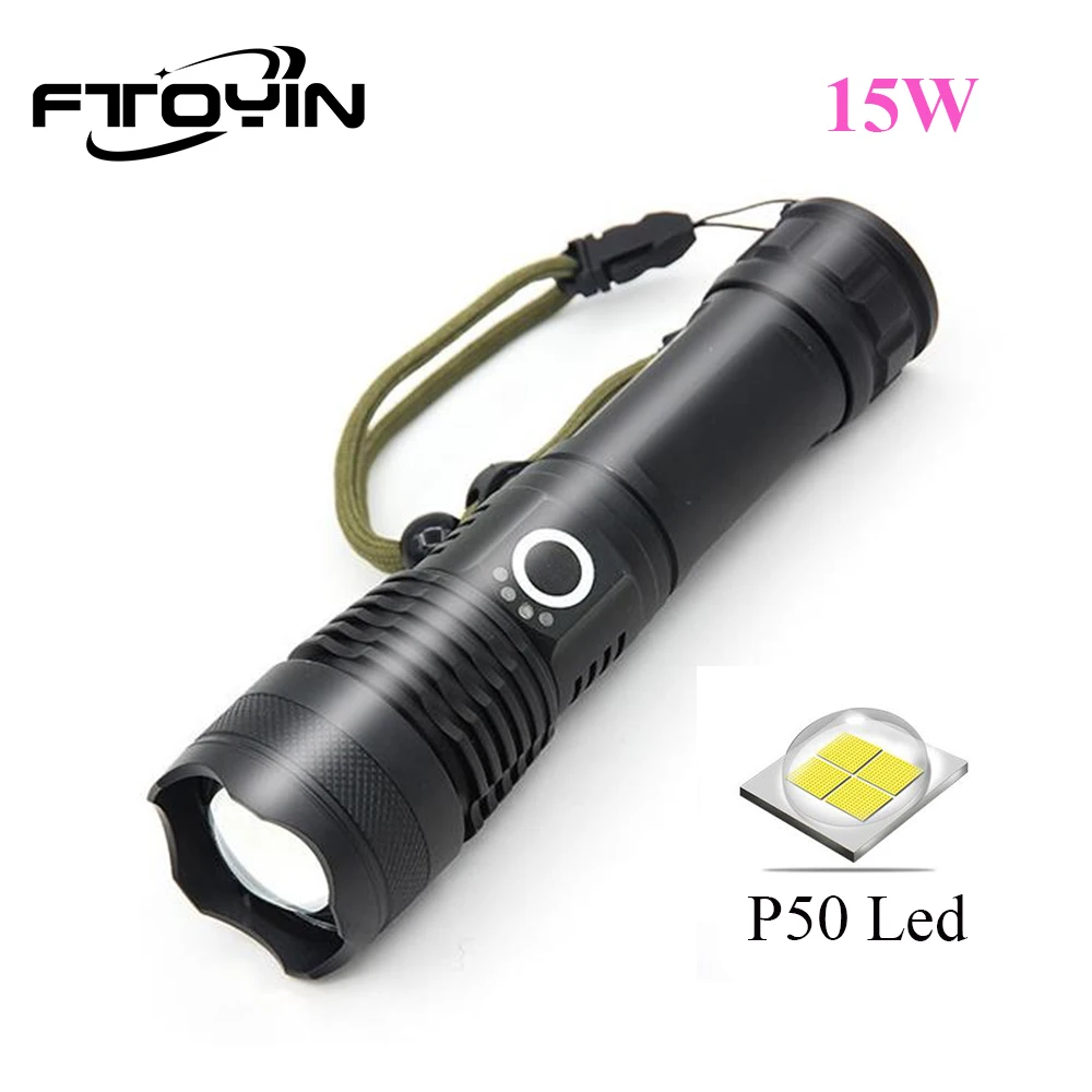 

FTOYIN 15 Вт светодиодный фонасветильник перезаряжаемый 90000 люмен сисветильник свет P50 масштабируемый уличный фонарь для кемпинга для экстренн...
