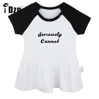 idzn summer new seriously cannot baby girls cute short sleeve dress infant funny pleated dress soft cotton dresses clothes