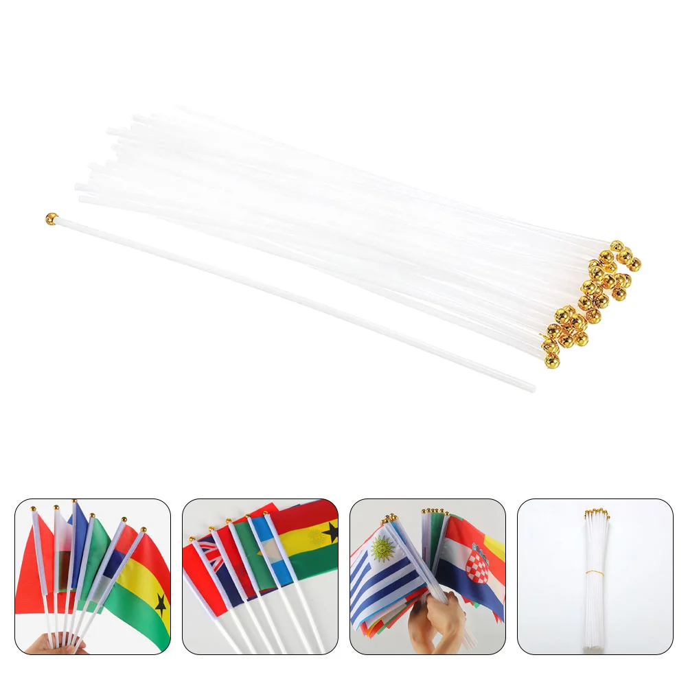 

50 Pcs Plastic Flagpole Delicate Decor Handheld Miniture Decoration Sports Festive DIY