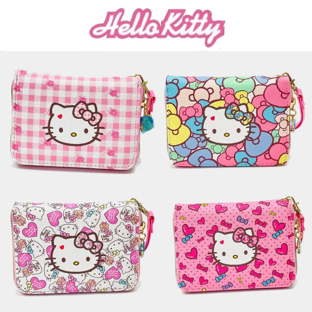 

New Cartoon Sanrio Hello Kitty Pu Short Coin Purse Kawaii Kitty Zipper Coin Purse Portable Coin Purse Student Girl Heart Gift