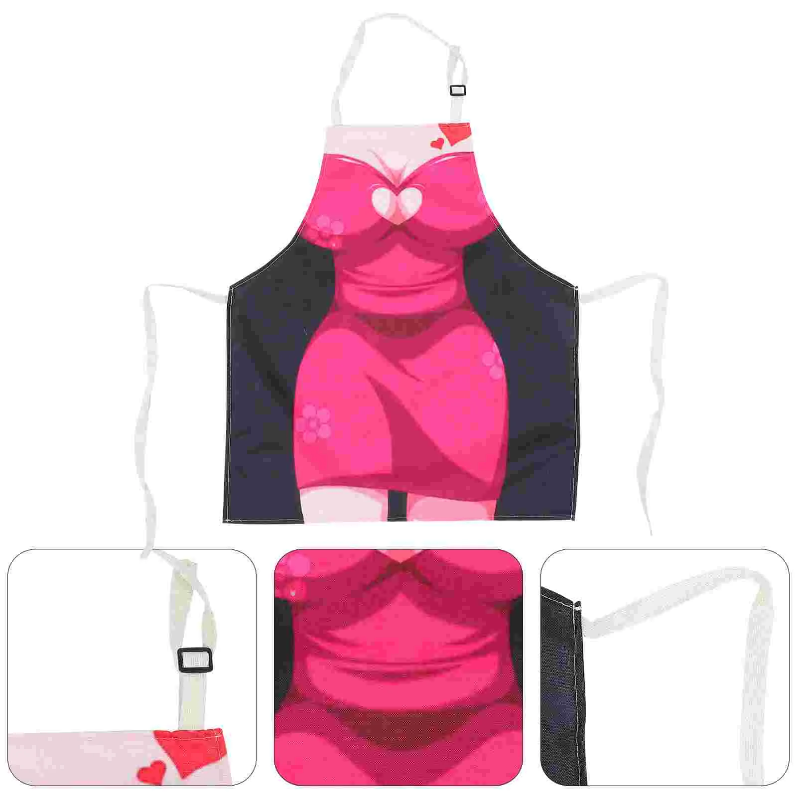 

1pc Decorative Cooking Apron Party Dressing Prop Hanging Neck Apron (Black)
