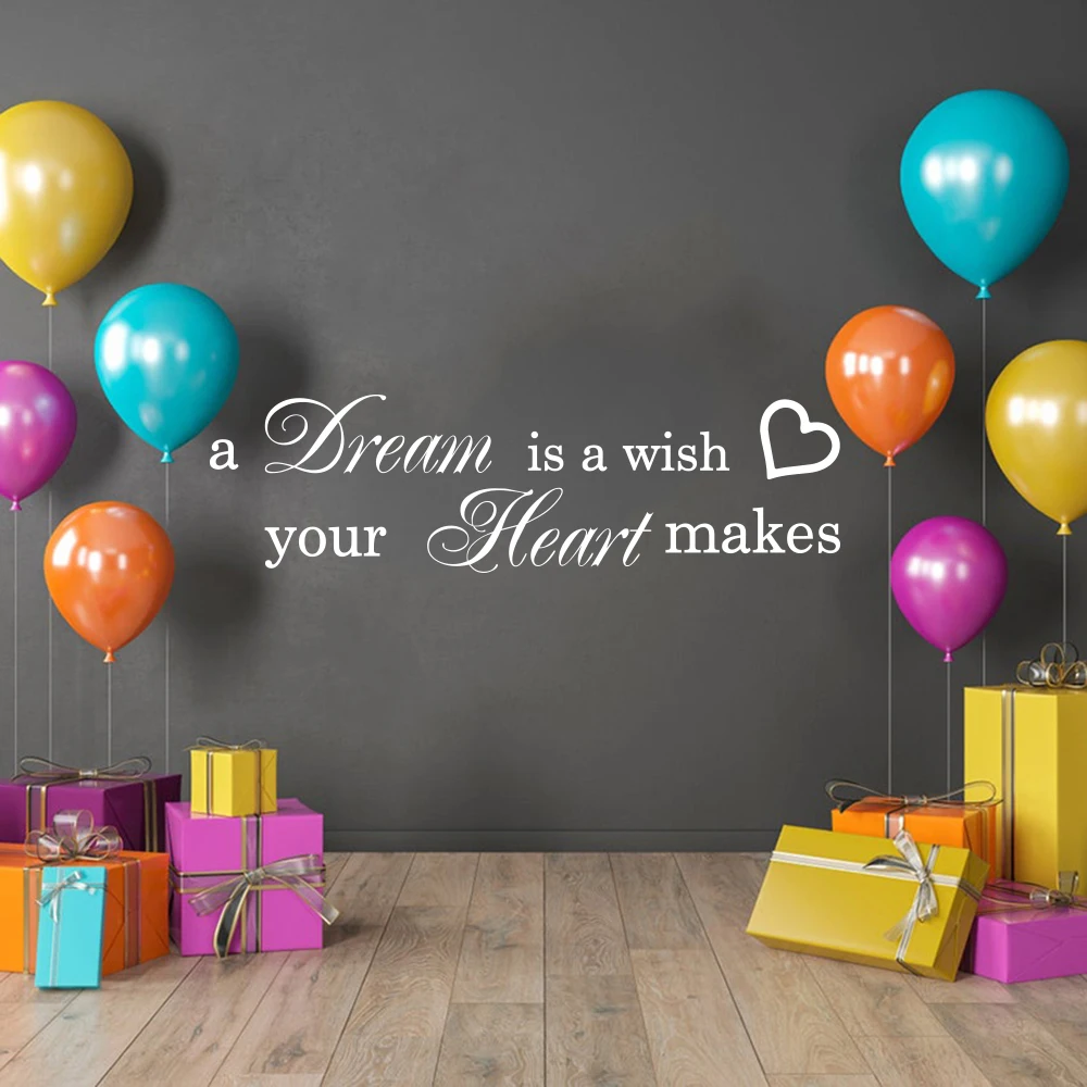 

A Dream Is A Wish Your Heart Makes Wall Sticker Bedroom Living Room Famliy Love Inspirational Quote Wall Decal Vinyl Home Decor