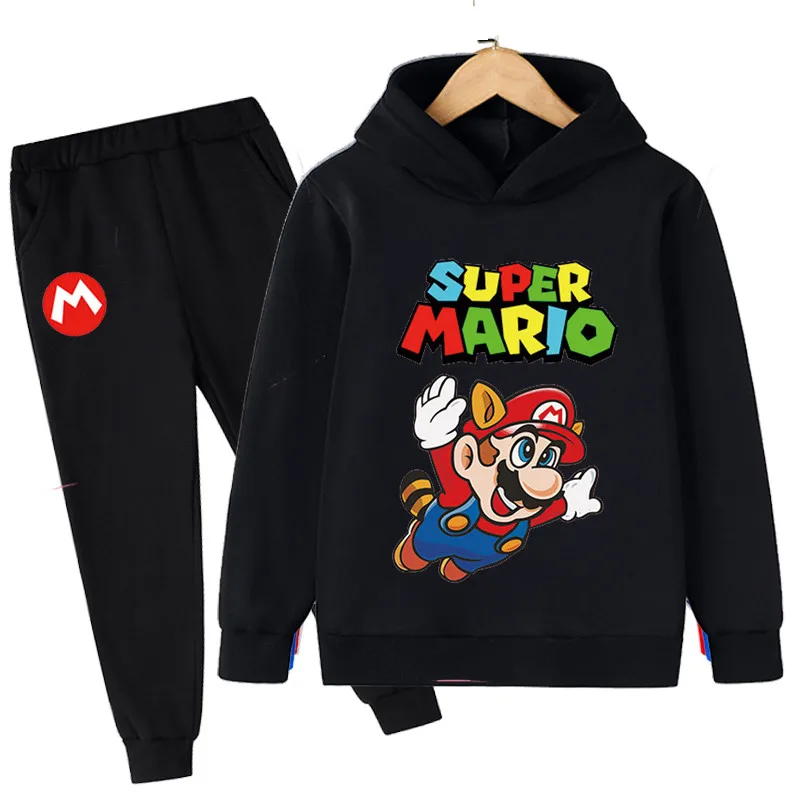 

2022 New Children's Clothing Super Mario Hoodie Suit Kids Hoodies Pants Two-piece Children Super Mario Clothing Set 4-14 Years