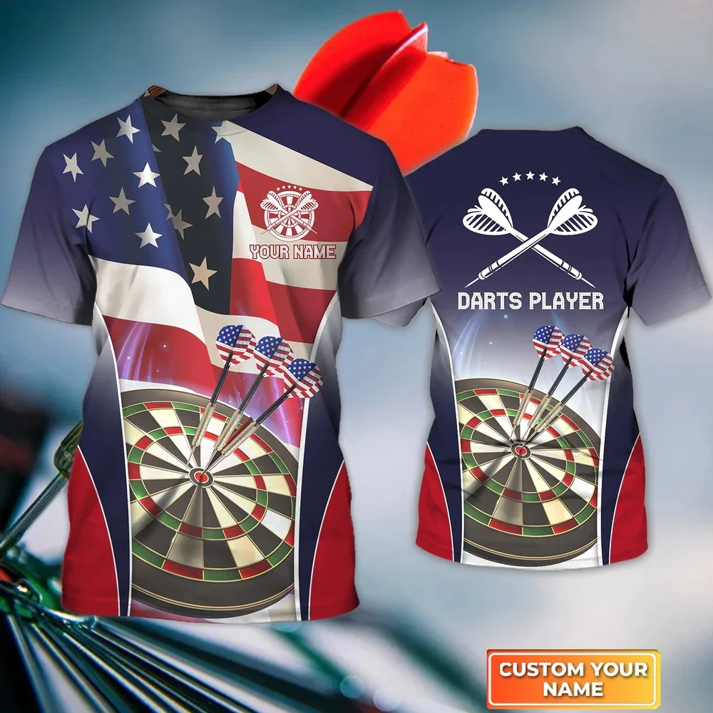 

2023 Fashion Trend American Darts Printed Men's T Shirt Round Neck Loos Tops Breathable Comfortable Summer Oversized Clothing