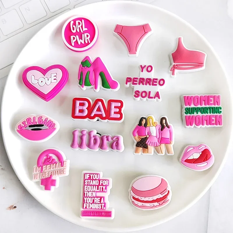 

Hot Jibz Pink Christmas Decorations Cartoon Buttons For Croc Shoe Charms Jibbitz Set Decoration Girl Shoes PVC Grinch