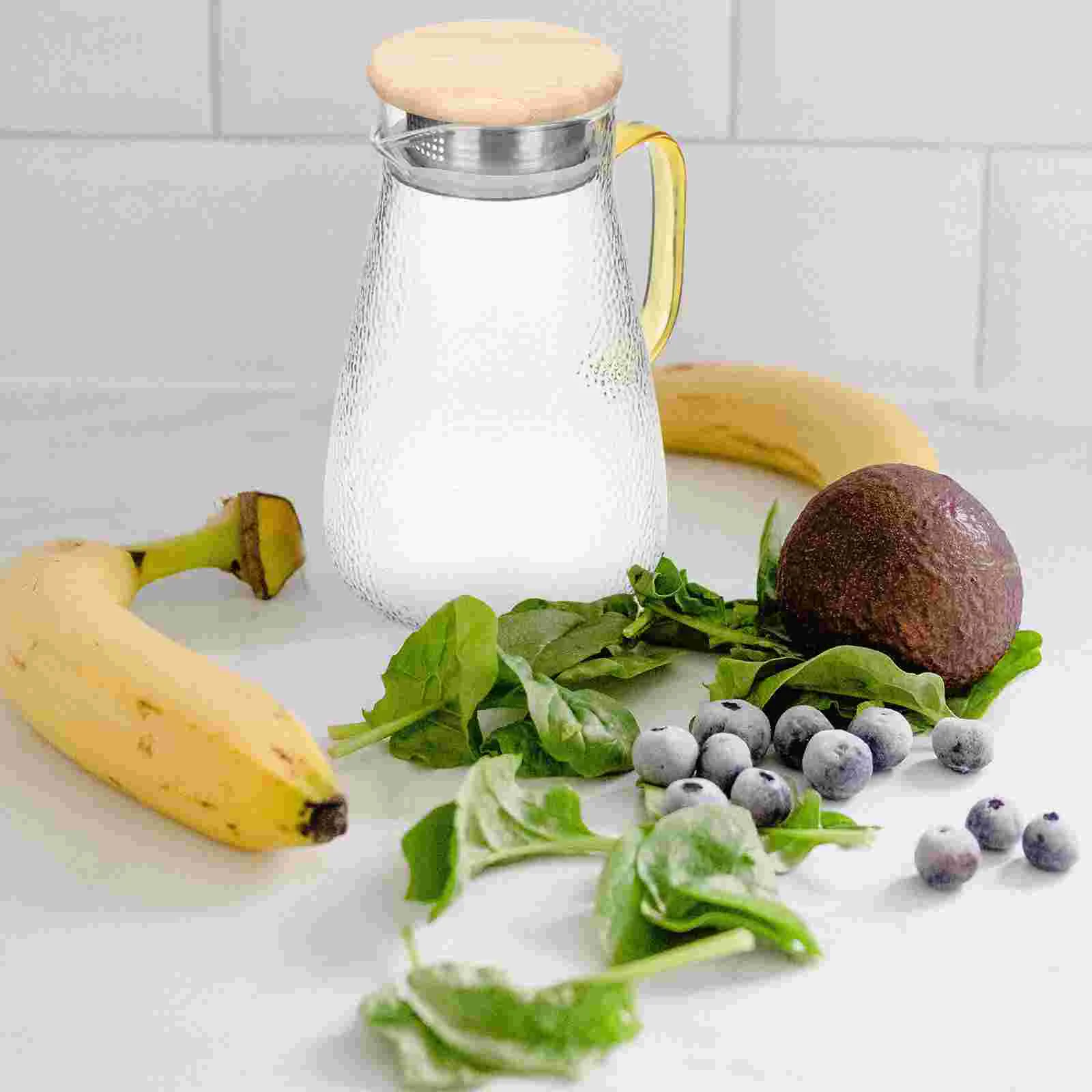 

Pitcher Water Glass Jug Tea Carafekettle Beverage Iced Cool Withpitchers Cold Pot Lid Dispenser Coffee Lemonade Gallon Container