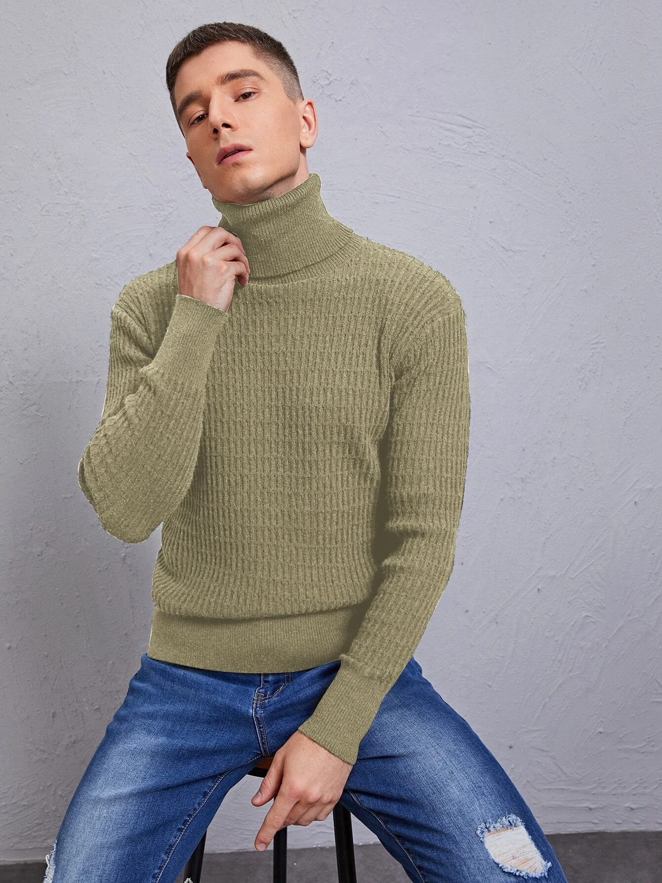 

Мужской однобортный трикотажный жакет, повседневная однотонная куртка с V-образным вырезом, весна 2022