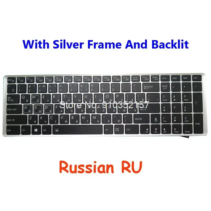 Клавиатура с подсветкой в серебряной рамке для Gigabyte P35 P35G V142645CK1 2Z703-UK355-S11S