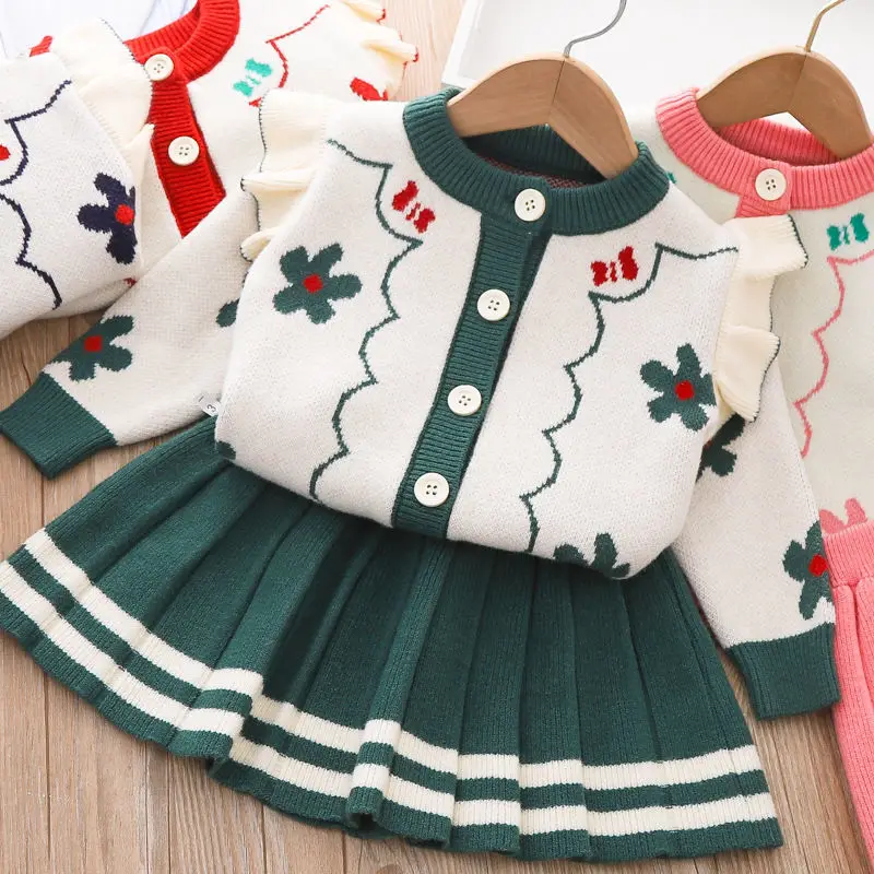 

Children Clothing Spring Autumn Clothes Set New Fashion Style Girl Baby Sweater Two Pieces of Girls Skirt Knitwear Girls Clothes