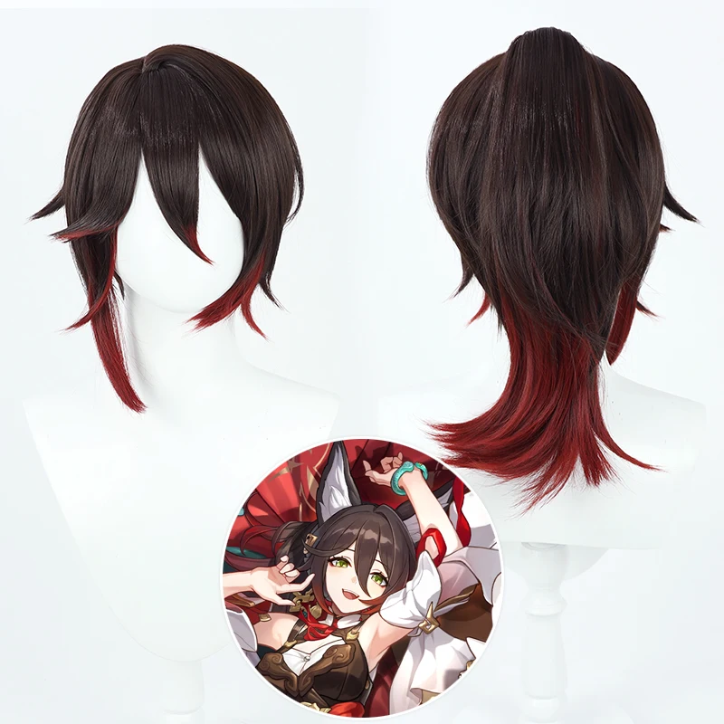 

Honkai Star Rail Tingyun Cosplay Wig Dark Brown Red Wig Cosplay Anime Heat Resistant Synthetic Wigs