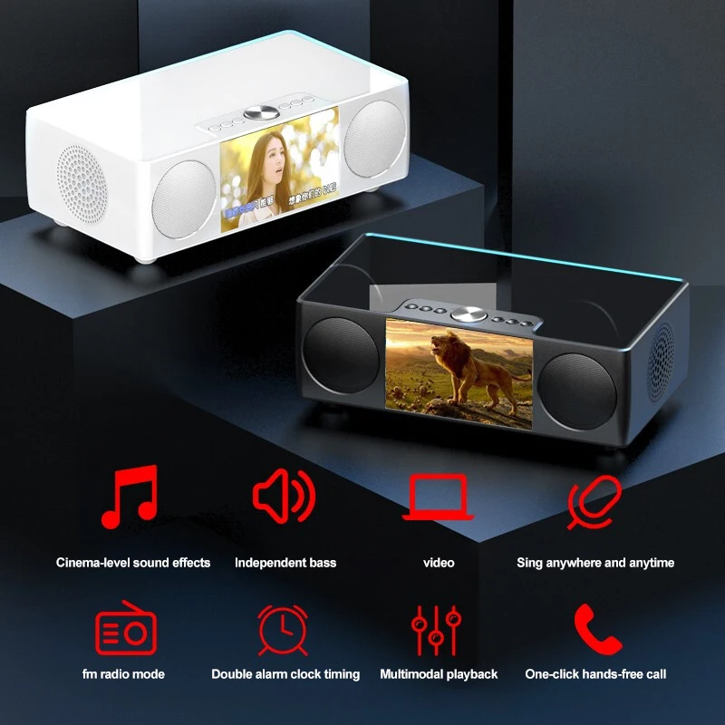 

S99 Portable Bluetooth Speaker High Fidelity Wireless Speaker Stereo Audio Subwoofer 8000mAH Video Player With Alarm Clock Radio