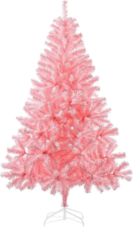 

Рождественская елка GlyinnHe, Искусственная елка розового цвета, елка с 700 наконечниками ветвей и складной металлической подставкой, полностью простая сборка, 6 футов