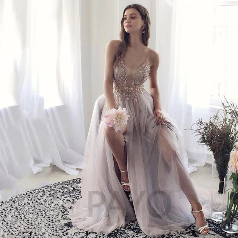 

Элегантное свадебное платье Иллюзия Изысканная аппликация на тонких бретельках милое Тюлевое платье для женщин