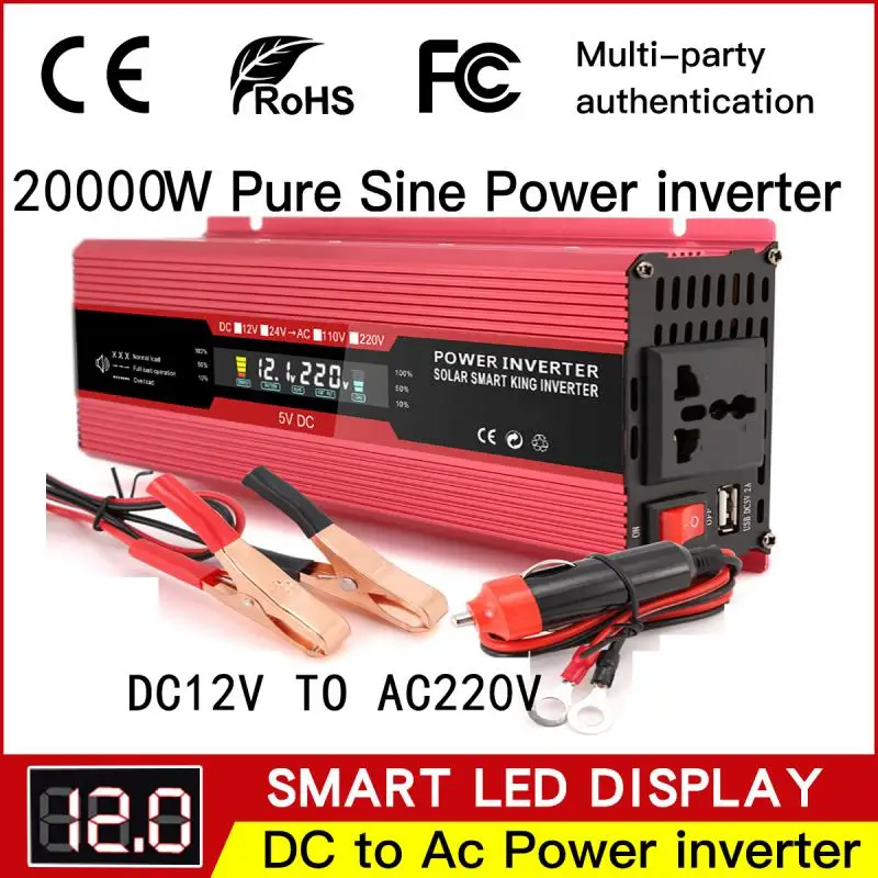 

Инвертор 12 В 220 В Синусоидальная волна инвертор немодулированного синусоидального сигнала 20000 Вт dc 12 В светодиодный дисплей подходит для ac ...