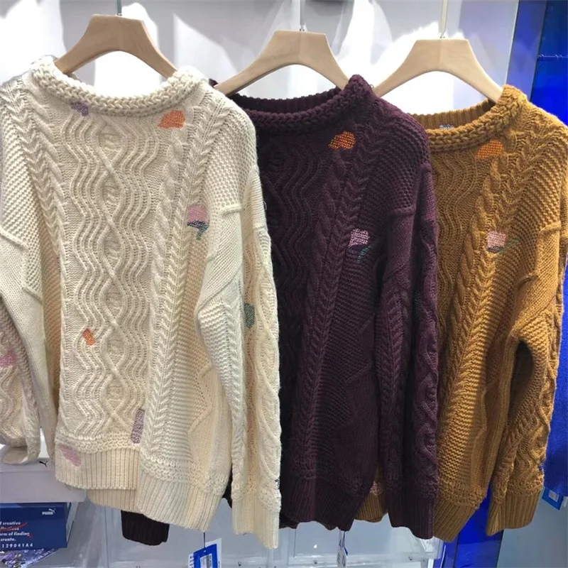 

ADER ERROR sweater autumn and winter round neck loose linen pattern knitted sweater pullover sweater for men and women couples