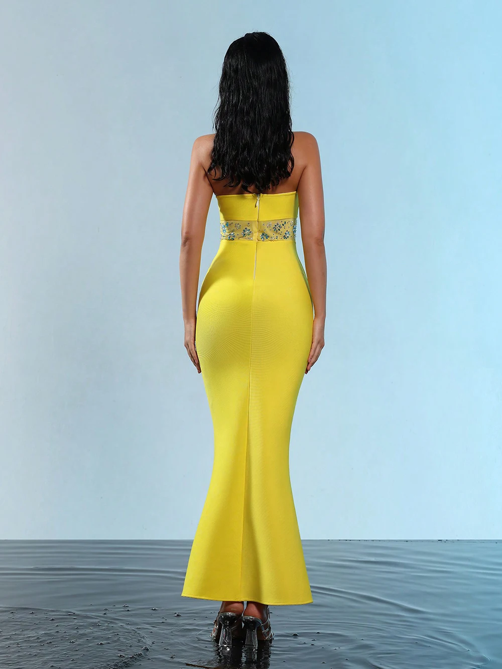 Modphy 2024 бандажное платье женское сетчатое с бриллиантами в стиле пэчворк без