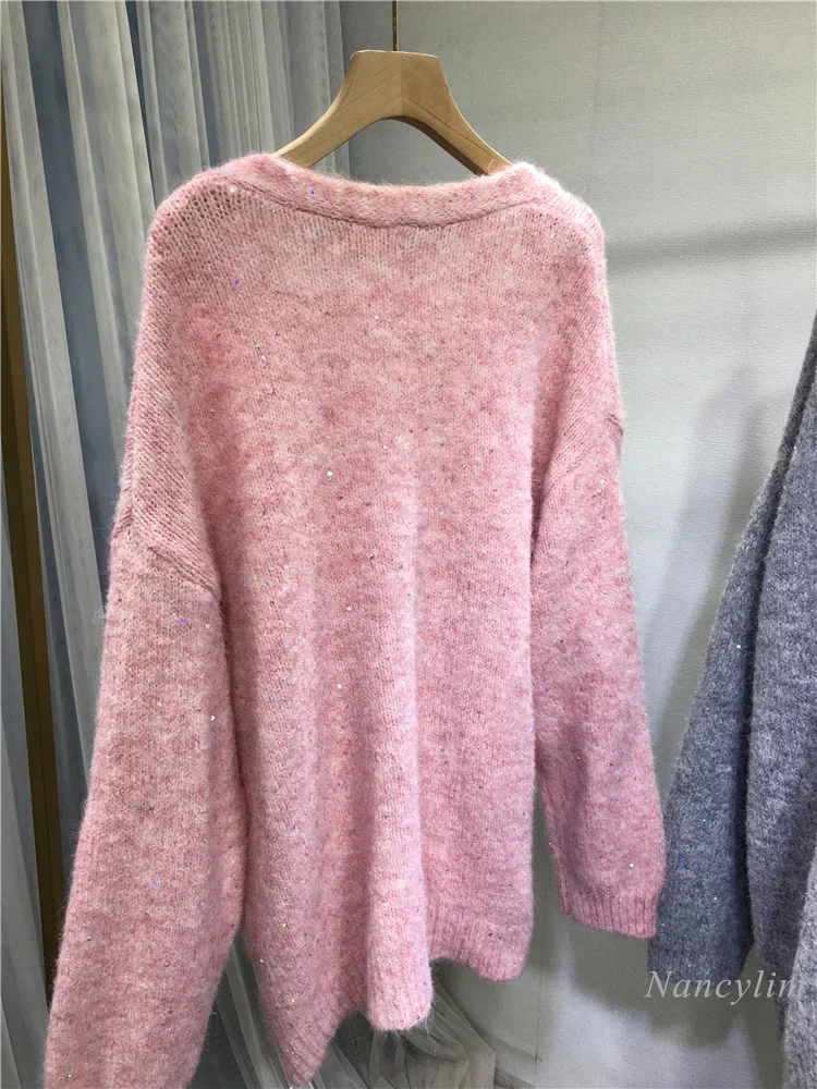 Европейский свитер с бисером для тяжелой промышленности кардиган большой размер