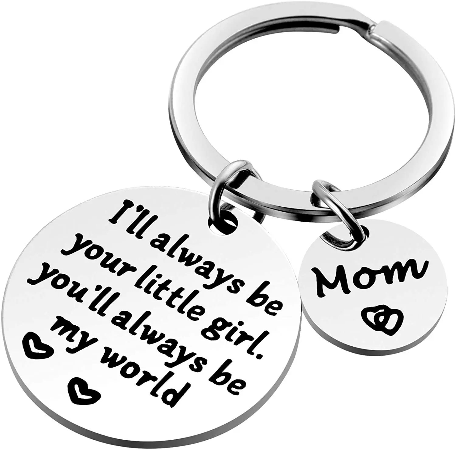 

“ I'll Always Be Your Little Girl” Mother’s Day Birthday Christmas Gift You Will Always Be My World Keychain Keychain for Mom